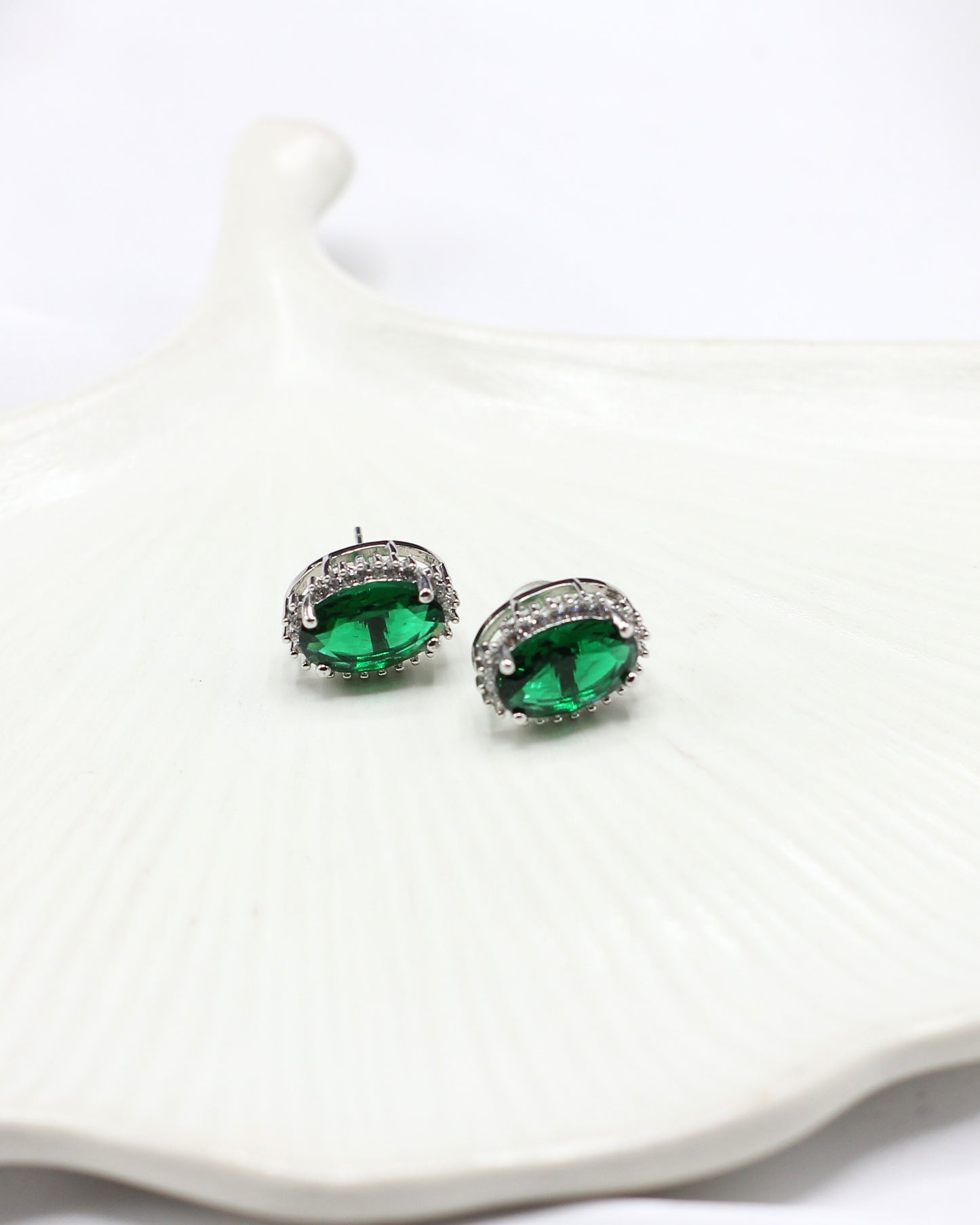 Emerald Zircon Studs