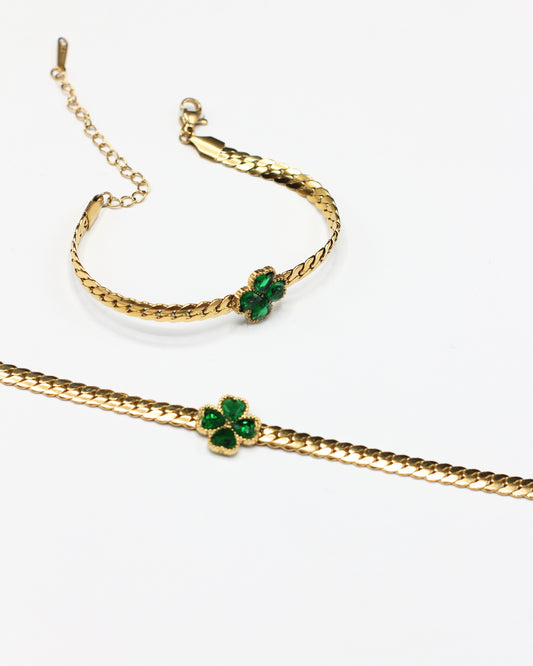 Green Floral Stone Bracelet