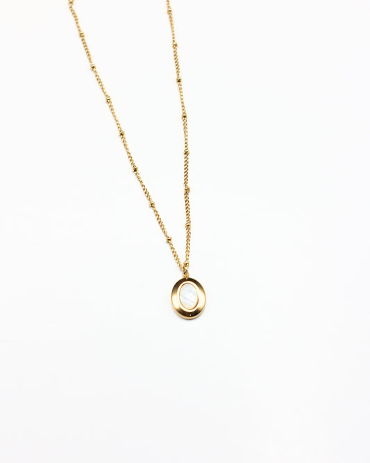 White Stone Oval Necklace