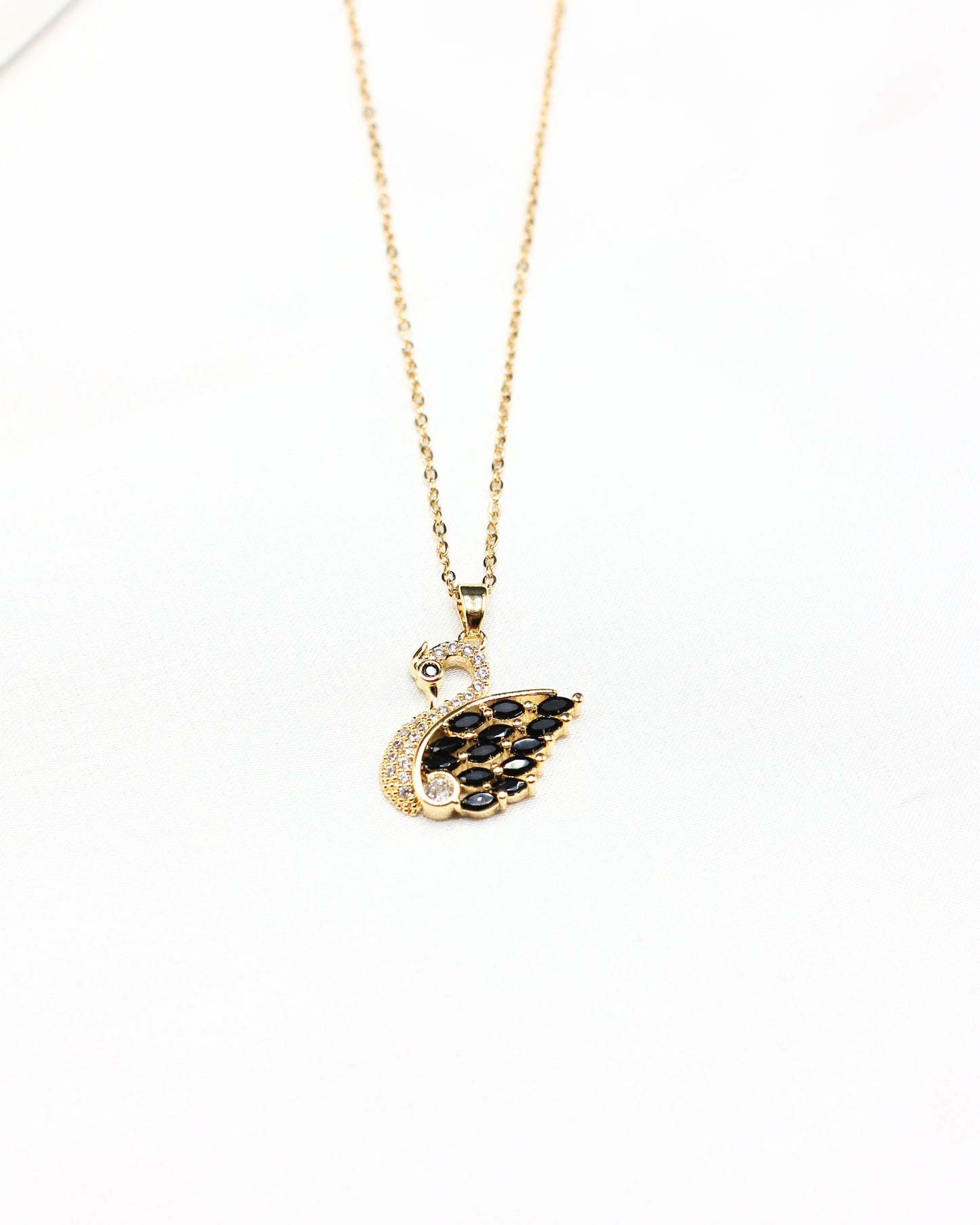 Black Zircon Swan Necklace
