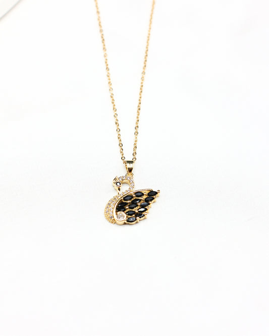 Black Zircon Swan Necklace