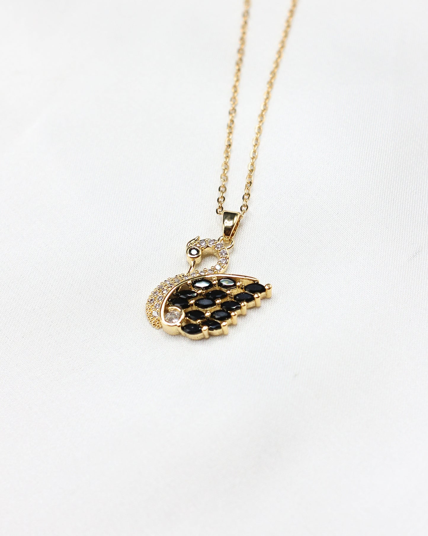 Black Zircon Swan Necklace