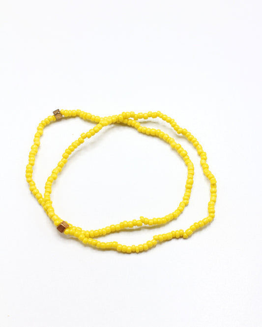 Yellow Beaded Bracelet Stack