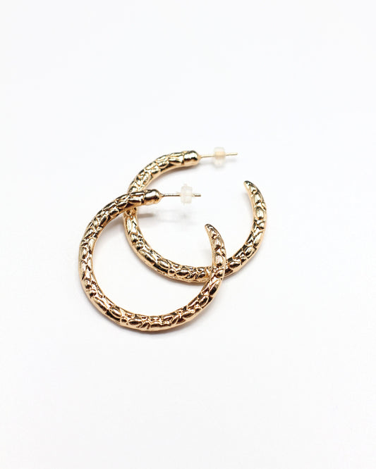 Golden Textured Hoops