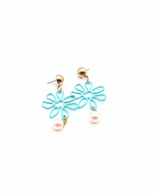 Blue Floral Earrings