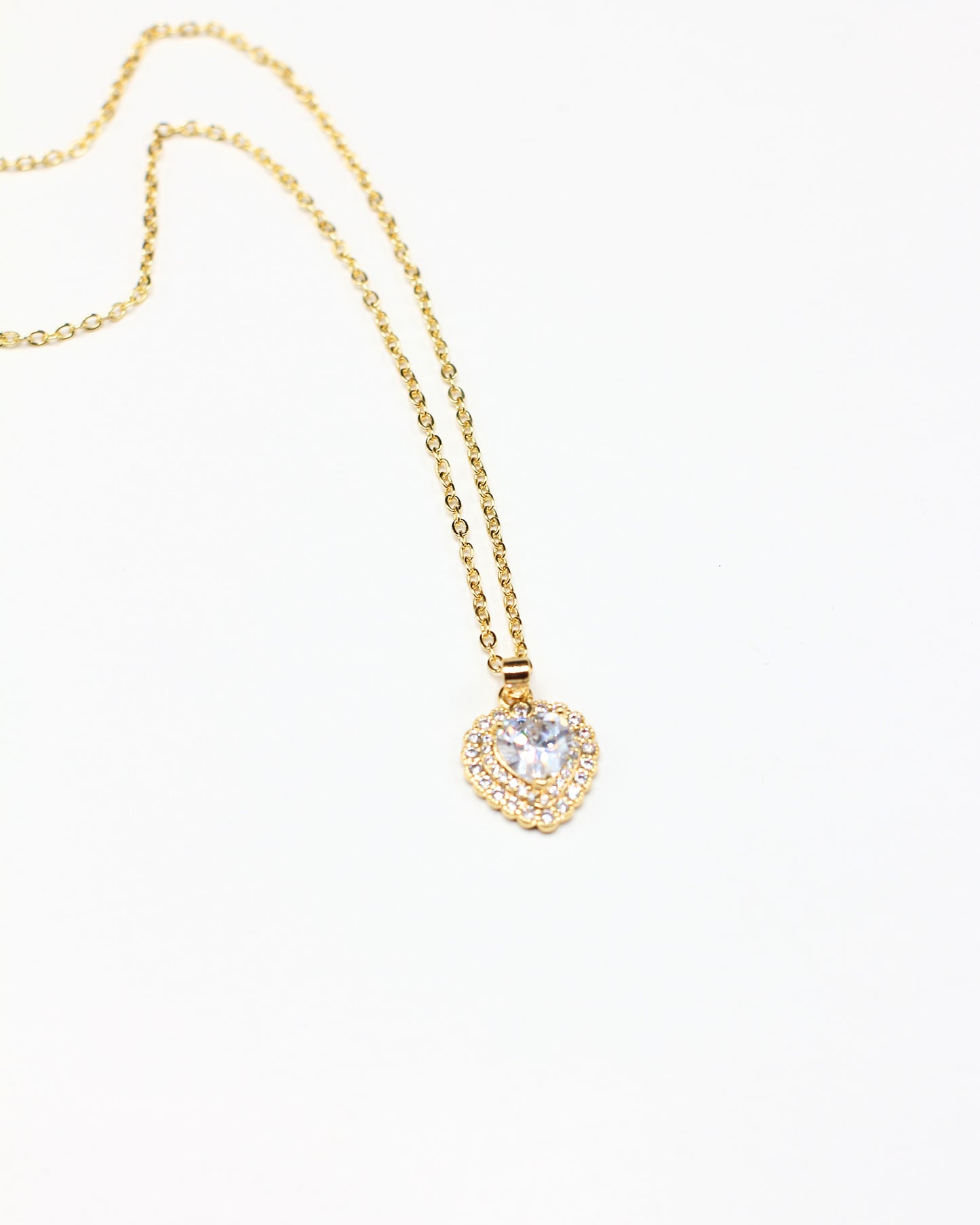 Golden Zircon Heart Necklace